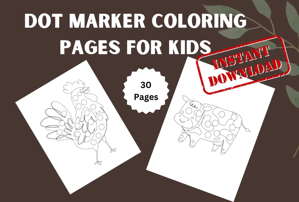 Dot Marker coloring pages for kids, kdp