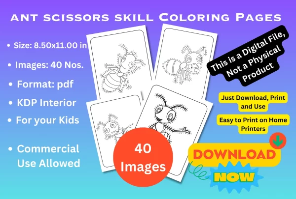 ant scissors skill coloring page