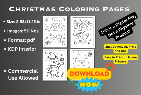 christmas coloring pages, kdp