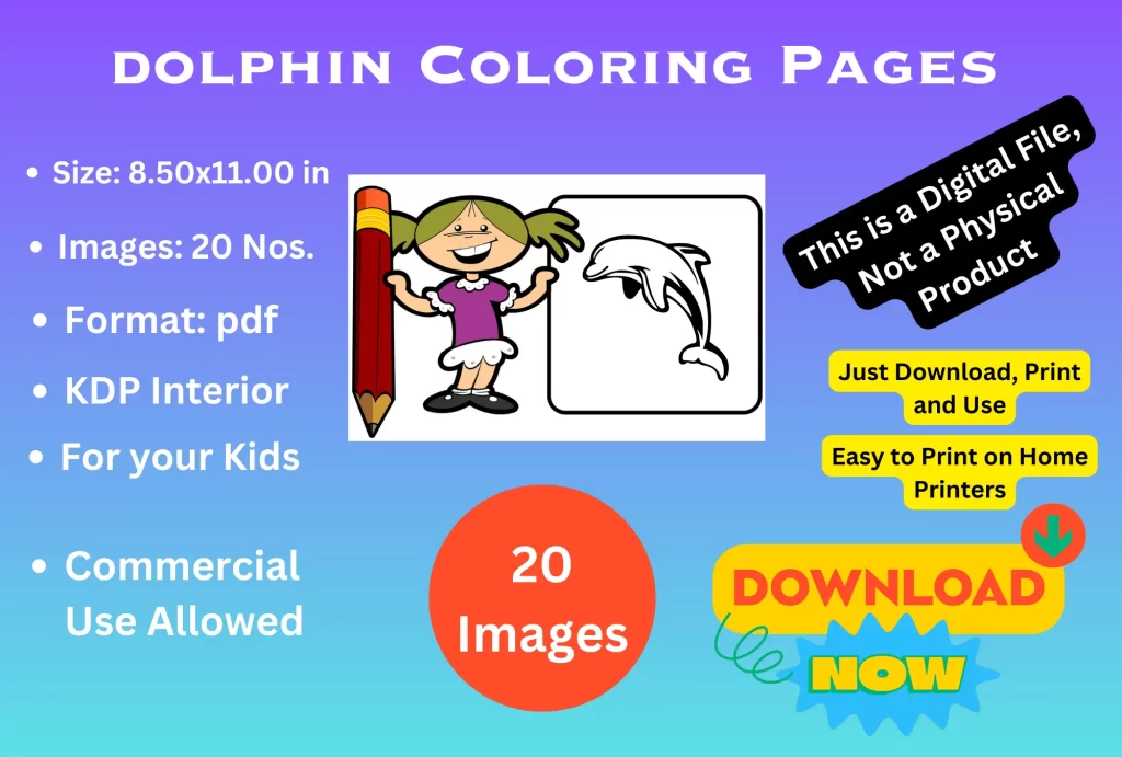 dolphin coloring pages, kdp