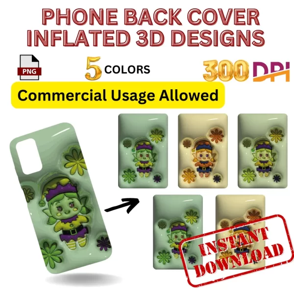 christmas 3d inflated phone back cover design