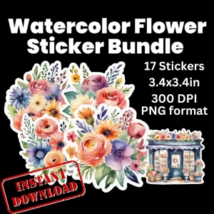 watercolor flower sticker1