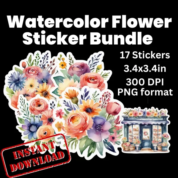 watercolor flower sticker1