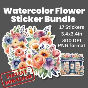 watercolor flower sticker2