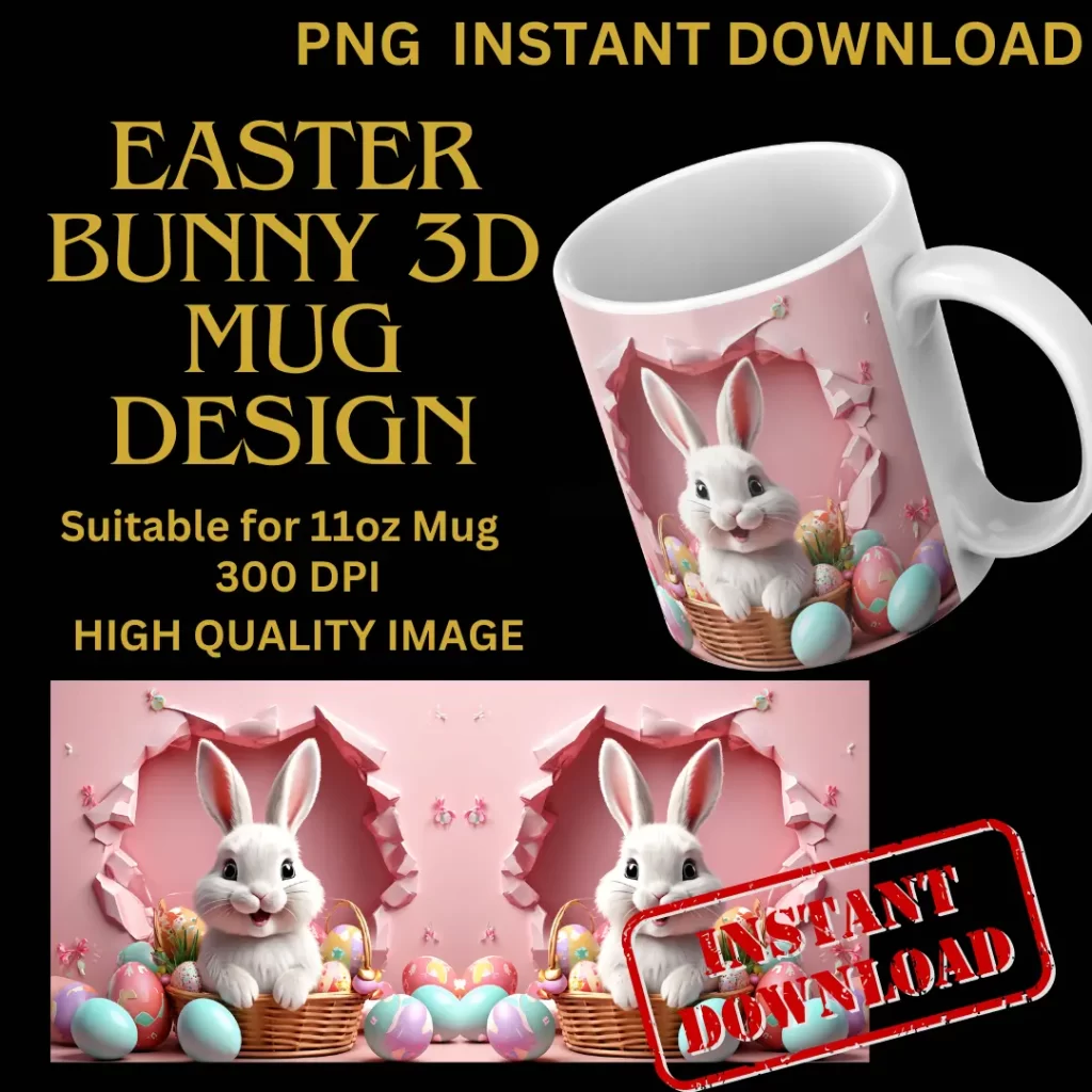 3D easter Bunny Mug Design ai art generators