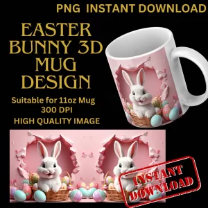 3D easter Bunny Mug Design