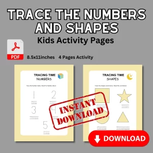 Tracing Numners and shapes kids activity page
